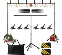 3-in-1 Backdrop Stand Kit 10x8.5 ft for Photography Studio, T-Shape Backdrop Stand for Wedding Parties, Background Stand for Photo Video Studio with Carring Bag, 6 Clamps, 2 Sandbags