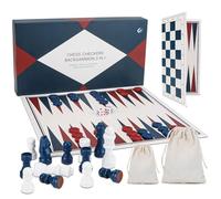 3-In-1 Backgammon Set, Magnetic Chess Backgammon Travel Set, Portable Backgammon Set with Checkers Board Game, 10" Foldable Chess Set for Adults and Kids, for Christmas,Birthdays,Holidays