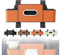 3-in-1 Backseat Car Organizer with Cup Holders, Tissue Box, Phone Holder, Trash Bin & Hooks - Waterproof Multifunctional Back Seat Car Storage Organizers for Hold Snacks, Drinks, and Handbags (D1)