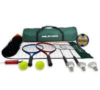 3-in-1 Badminton, Volleyball & Tennis Set with Adjustable 6m Net - Portable Outdoor Sports Game for Kids & Adults - Garden, Beach, or Park Play Set with Net, Poles & Carry Bag