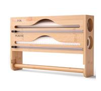 3-in-1 Bamboo Foil Dispenser & Cutter - Versatile Kitchen Storage for Cling Film, Aluminum Foil & Parchment Paper, Fits 13.5" Rolls, Stylish White Design