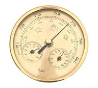 3 In 1 Barometer Thermometer Hygrometer, Wall Mounted Weather Station, Atmospheric Pressure Gauge Monitor, Climate Measurement Tool, Gold Finish Decorative Instrument
