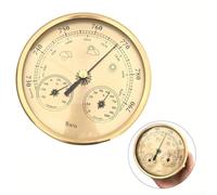 3 in 1 Barometer with Temperature, Humidity and Pressure Gauge, 130mm Gold Metal for Indoor and Outdoor Use