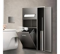 3-in-1 Bathroom nizer with Toilet Paper Holder, Waterproof Sto & Removable Trash Can - Space-Saving Solut for Bathroom Remodeling