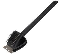 3-in-1 BBQ Cleaning Brush with Metal Scraper, Heavy Duty Bristles & Scrubber Pad | Barbecue Grill Cleaner for Gas, Charcoal & Smoker BBQs | Long Handle BBQ Cleaning Tool