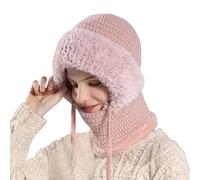 3 in 1 Beanie Hat for Women,3 in 1 Beanie Hat with Scarf and Mask,Women's Outdoors Windproof Scarf Hat Womens Hats Womens Scar/f All in One Hat Scar/f Face Cover Outdoor Skiing Hiking (Pink)