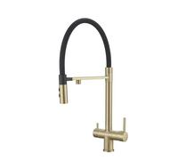 3-in-1 Black Kitchen Faucet Pull Down 3-Way Water Tap Brushed Gold Osmosis Sink Mixer Versatile 3 Functions Modern Design for Home & Office