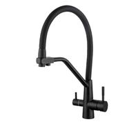 3-in-1 Black Kitchen Faucet with Pull-Out Spray Dual Lever Design Flexible Water Tap for Easy Use Modern Single Hole Installation Stylish Kitchen Sink Mixer
