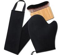 3 in 1 Black Tanning Mitt Applicator kit with Leakproof-lined Fake Tan Mit, Back Tanner Applicator and Tanning Brush for Body and Face, Reusable Lotion Applicator for Back Tanning Mitt and Brush
