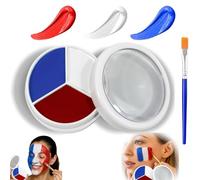 3 in 1 Blue & Red& White Face Paint Set with Brush, Professional Non-Toxic Waterproof Face Body Paint Kit, Blue & Red Makeup Palette for Halloween, Zombie, Cosplay, Festivals