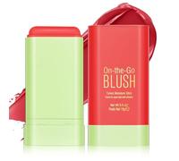 3-in-1 Blush Stick for Cheeks, Lips, and Eyes - Long-Lasting Waterproof Lipstick Blusher Stick, Lightweight Cream Blush for Moisturized and Blendable Cheeks Makeup - Hot Red for Women and Girls