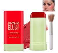 3-in-1 Blush Stick for Cheeks, Lips & Eyes - Long-Lasting Waterproof Lightweight Cream Blusher Makeup Stick for Women & Girls - Natural Glow Multi-Use Lip Cheek Tint Highlighter (Hot Red)