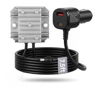 3-in-1 Boost DC Power Cable for Starlink Mini, 105W 30V Output with Live Voltage Display, USB-C & USB-A Fast Charge Ports, 10V-28V Input Cigarette Lighter Plug with Aluminum Boost Module (7.5ft)