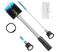 3-in-1 Bottle Brush with Straw Cleaning Brush and Nipple Cleaner, Long Handle Water Bottle Scrubbing Brush, Built for Cleaning Sport Bottles, Baby Bottles, Coffee Mugs, Tumblers, Wine Decanters, Flask