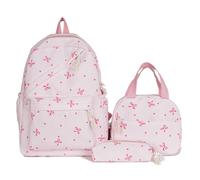 3-in-1 Bow Tie College School Backpack, Cute Girl Backpacks, School Backpack Set for School Travel Vacation (Style 5)