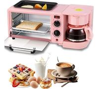 3-in-1 Breakfast Station - Multifunctional Electric Cooker with 1.2L Pot, 9L Griddle & Coffee Maker, Perfect for Small Kitchens & Apartments (Pink)