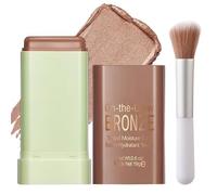 3-in-1 Bronzer, Blush & Contour Stick - Multi-Use Cream Makeup Stick for Cheeks, Lips & Eyes, Long-Lasting, Smooth & Blendable, Brown Tone, Shimmer Glow Blusher for Natural Radiance