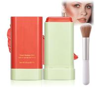 3-in-1 Bronzer, Blush & Contour Stick with Brush - Multi-Use Cream for Cheeks, Lips & Eyes, Buildable Full Face Coverage with Radiant Glow, Lightweight & Portable for Easy Blending（Coral Orange）