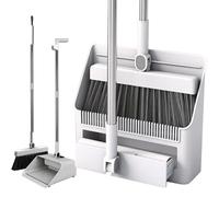 3-in-1 Broom and Dustpan Combo Set with Lint Remover - Foldable Dust Pan with Long Handle for Home, Office, School, Broom and Dustpan Set