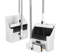 3 in 1 Broom and Dustpan Set - Foldable Broom with Long Handle for Home and Outdoor Cleaning, White Plastic, Multi-Functional Design, Space-Saving, 23.62 X 7.87 X 1.18 Inches