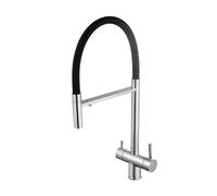 3-in-1 Brushed Kitchen Mixer Tap with Water Filter, Pull-Out Spray, Dual Lever Control & Flexible Spout for Modern Sinks