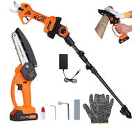 3-in-1 Brushless Cordless 30mm Electric Scissors 6'' Brushless Electric Chainsaw w/2.4m Extension Telescopic Rod Tool