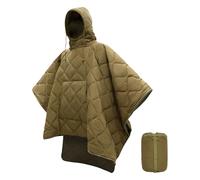 3-in-1 Camo Poncho, Sleeping Bag Blanket for Adults, Winter Waterproof Camping Survival Gear, Compact Emergency Bivvy Sack for Hiking Backpacking and Outdoor Adventures (brown)