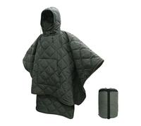 3-in-1 Camo Poncho, Sleeping Bag Blanket for Adults, Winter Waterproof Camping Survival Gear, Compact Emergency Bivvy Sack for Hiking Backpacking and Outdoor Adventures (green)