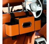 3-in-1 Car Backseat Organizer, Multifunctional Car Seat Back Storage Box with Cup Holders Tissue Box Trash Bin Hooks, Keep Ride Clean Organized for Phones Snacks Handbags (Orange)