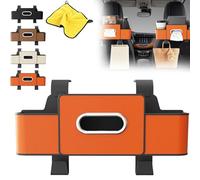 3-in-1 Car Backseat Organizer, Multifunctional Car Seat Rear Storage Box with Cup Holder & Tissue Box, Car Organizer Storage Box Headrest Back Seat - Keep Your Ride Clean & Organized (Orange)