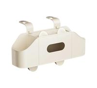 3 in 1 Car Backseat Organizer with Trash Can and No-Spill Cup Holders,Car Seat Cup Holder with Hooks,Leather Tissue Box,Compatible with Most Vehicles, Adjustable Car Hanging Storage Box (White-a)