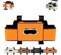 3 in 1 Car Backseat Organizer with Trash Can and No-Spill Cup Holders, Multi-Functional Headrest Storage Box for Phone, Tissue, Snacks-Perfect for Family Road Trips, Fits All SUV and Sedan. (Orange)