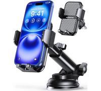 3-in-1 Car Phone Holder [122+LBS Strongest Suction & Stable Clamp Arm] 360° Adjustable Car Phone Mount, Cell Phone Holders for Your Car for Dashboard Windshield Vent, All Smartphones & All Car Models