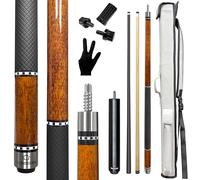 3-in-1 Carbon Fiber/Maple Wood 19oz Pool Cue Stick 58" Professional Billiard with Screw-in Extension and Leather Case & 13mm Tip, for Adults Pro Player (Brown