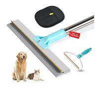 3 in 1 Carpet Rake for Pet Hair Removal Tool with 54”Adjustable Long Handle, Pet Hair Remover Kit with Carpet Scraper and Pet Hair Removal Glove, Carpet Dog Hair Remover for Rugs Mat Couch