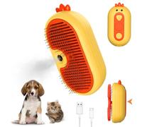 3-in-1 Cat Brush with Steam and Water, Fine Spray Anti-Static, Self-Cleaning for Effective Hair Removal, Rechargeable for Furry Pet, Dogs and Cats - Cat Brush with Water and Steam (Yellow)