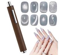 3-in-1 Cat Eye Nail Magnet Multifunctional Cylindrical Double-Head Powerful Magnet for Cat Eye Gel Polish Comfort Grip Wood Protective Cover Nail Art Tool Home DIY Brown