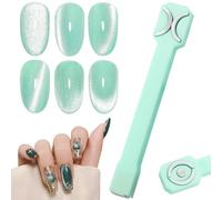 3 In 1 Cat Eye Nail Magnets Nail Art 3d Gel Nail Polish Powerful Magnetic Suction Multi-Function Nail Design Tools Double-Head Magnet Green, Cat Eye Magnet for Nail Salon Home Or DIY Supplies