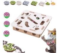 3 in 1 Cat Nail File Enrichment Box with Bell Ball & Sandpaper Inside, 2026 New Felt Maze Cat Toys, Cats Puzzle Enrichment Box with Scratcher, Cat Toys Interactive for Indoor Cats (White, Square)