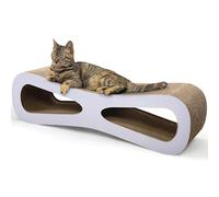 3 in 1 Cat Scratching Board,Cat Scratcher Bed, 8-inch Scratching Pad/Post/Cardboard, Scratcher Lounge Bed Jumbo Scratch Cardboard (White)