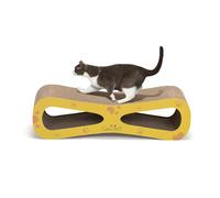 3 in 1 Cat Scratching Board,Cat Scratcher Bed, 8-inch Scratching Pad/Post/Cardboard, Scratcher Lounge Bed Jumbo Scratch Cardboard (Yellow)