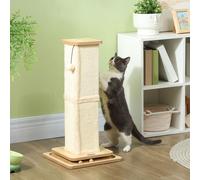 3 in 1 Cat Scratching Post, Cat Scratcher w/ Track Ball Toy PawHut Beige 40cm