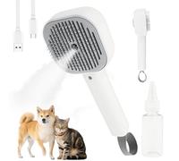3 in 1 Cat Steam Brush Rechargeable Steam Pet Brush Cat Grooming Brushes for Long and Short Hair Auto Cleaning Dog Hair Removal Comb(grey)