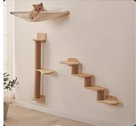 3 in 1 Cat Wall Furniture Set, Indoor Cat Shelves with Hammock & Scratching Post Wall Mounted Cat Tree for Climbing Perching Cat Wall Shelves for Kittens Adult Cats