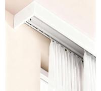 3 in 1 Ceiling Mounted Pelmet Box & Double Track System - Custom Modern White Valance for Window Treatment in Living Room & Bedroom (141.7in / 360cm)