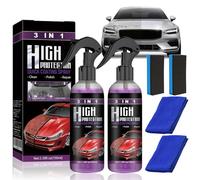3-in-1 Ceramic Coating for Cars - High Protection, Quick Application, Refurbishes Plastic Parts - Quick Coat Wax Polish and Protective Agent