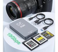 3 in 1 CFexpress Type B/XQD/SD Card Reader, Dual-Slot USB 3.2(10Gbps) CFexpress Type B Card Memory Reader Adapter Compatible with Sony G/M Series,Lexar, CF Express Type B, forWindows/Mac (Black)