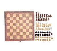 3 - in - 1 Chess Checkers Gobang Folding Wooden Game Board, Portable Travel Chess Set with Three Classic Games, Smooth BPA - Free Surface for Kids and Adults, Family Game (S)