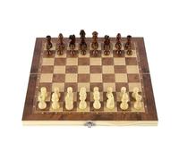 3-in-1 Chess Game Classic Chessboard Set and Standard Competition International Game for Gift Decoration Decor School (Brown L)