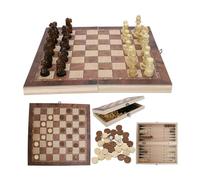3 in 1 Chess Set, Backgammon and Draughts 39 * 39CM Wooden Chess Board, Educational Fold Out Chess Board Games, Wooden Chess Kit cardboard for Kids Boys, Girls, Family Games